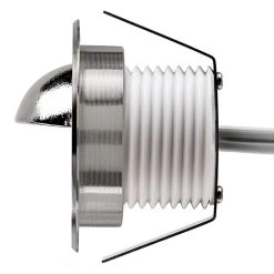 1W Round Mini Recessed LED Deck Light - Metal Trim, Glare Guard, 4000K Cool White, Single Pack 9 1W Round Mini Recessed LED Deck Light - Metal Trim, Glare Guard, 4000K Cool White, Single Pack -Nebo Sales Store led step lights brushed nickel 40mm metal trim with hood mini round deck step accent light 1 watt profile view