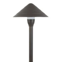 12V Bronze LED Path Light with 7.5" Ring Cone Shade - 2700K/3000K/4000K Warm White - Outdoor Landscape Lighting