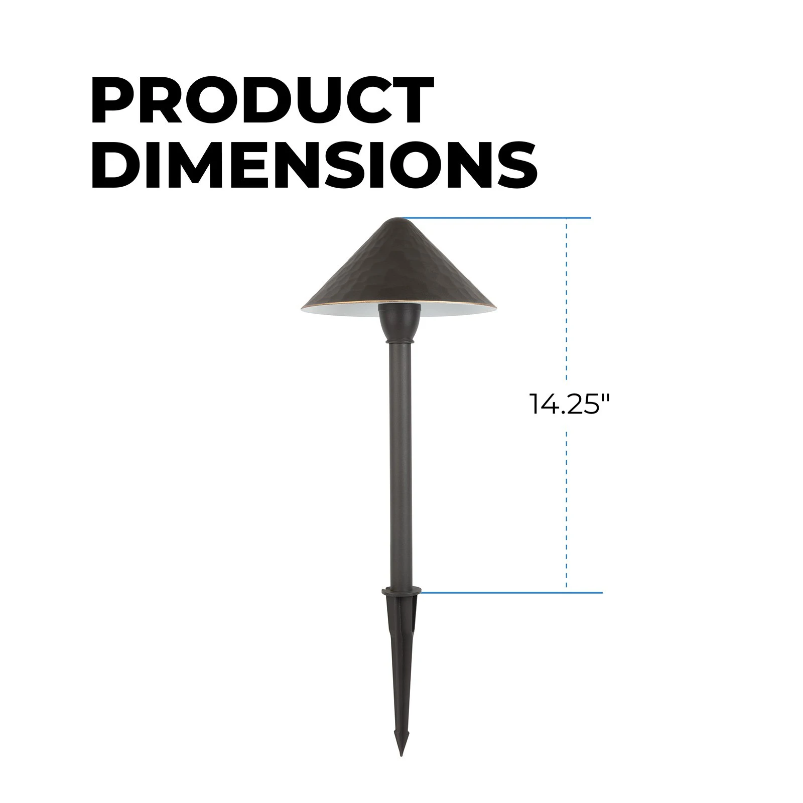 12V Bronze Hammered Cone LED Path Light - 7.5" Landscape Lighting - 2700K/3000K/4000K 2 12V Bronze Hammered Cone LED Path Light - 7.5" Landscape Lighting - 2700K/3000K/4000K - Image 2