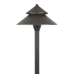 12V Bronze LED Path Light - 7.5" Two-Tier Cone Shade - 2700K/3000K/4000K Warm White | Outdoor Landscape Lighting