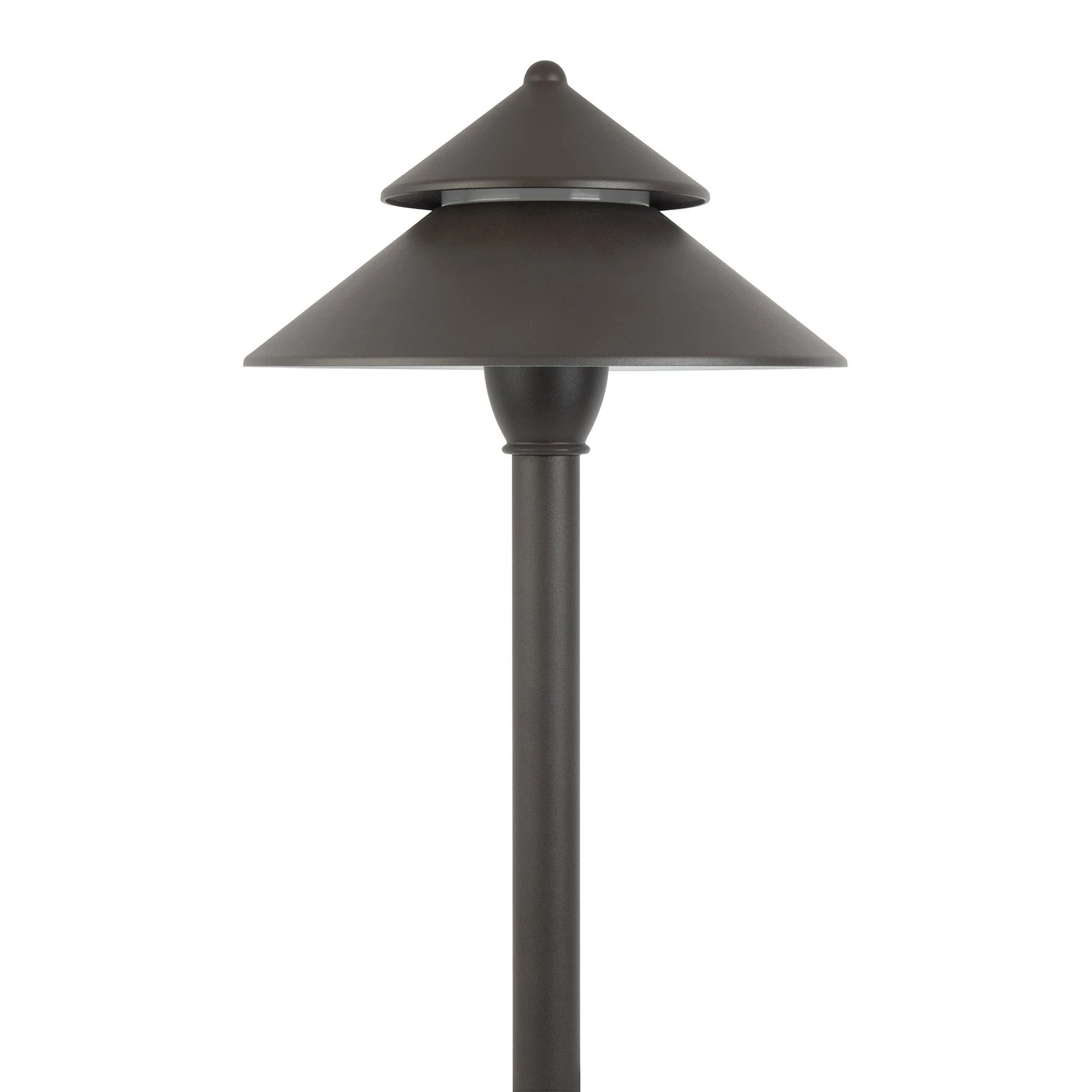 12V Bronze LED Path Light - 7.5" Two-Tier Cone Shade - 2700K/3000K/4000K Warm White | Outdoor Landscape Lighting 1 12V Bronze LED Path Light - 7.5" Two-Tier Cone Shade - 2700K/3000K/4000K Warm White | Outdoor Landscape Lighting