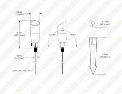 Cast Aluminum LED Ready Landscape Spot Light with Optional MR16 Bulb - 2700K/3000K/4000K/6500K | Outdoor LED Lighting -Nebo Sales Store lfa s01 dim drawing