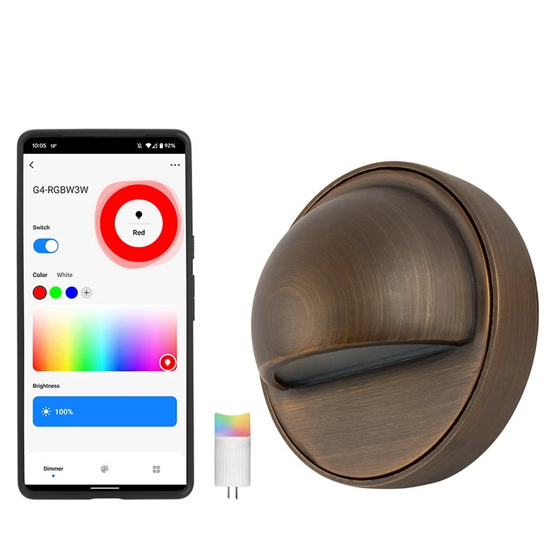 Solid Cast Brass Landscape Deck Light with Half-Moon Glare Guard - LED Ready Smart Fixture - RGB + White - Alexa & Google Assistant Compatible 2 Solid Cast Brass Landscape Deck Light with Half-Moon Glare Guard - LED Ready Smart Fixture - RGB + White - Alexa & Google Assistant Compatible - Image 2
