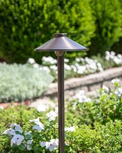 Solid Brass LED Landscape Path Light with 6" Cone Shade - Drop-In Fixture - G4 Bulb Options (2700K/4000K/6500K) -Nebo Sales Store lfb p02 2