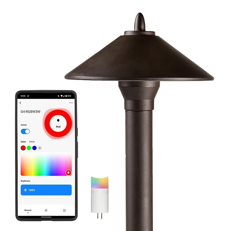 Smart Landscape LED Cone Shade Path Light with G4 RGBW Bulb - Alexa & Google Assistant Compatible 1 Smart Landscape LED Cone Shade Path Light with G4 RGBW Bulb - Alexa & Google Assistant Compatible