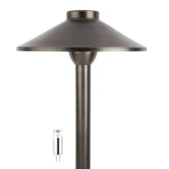 8" Solid Brass LED Landscape Path Light with Cone Shade - Drop-In Fixture - G4 Bulb Options (2700K/4000K/6500K)