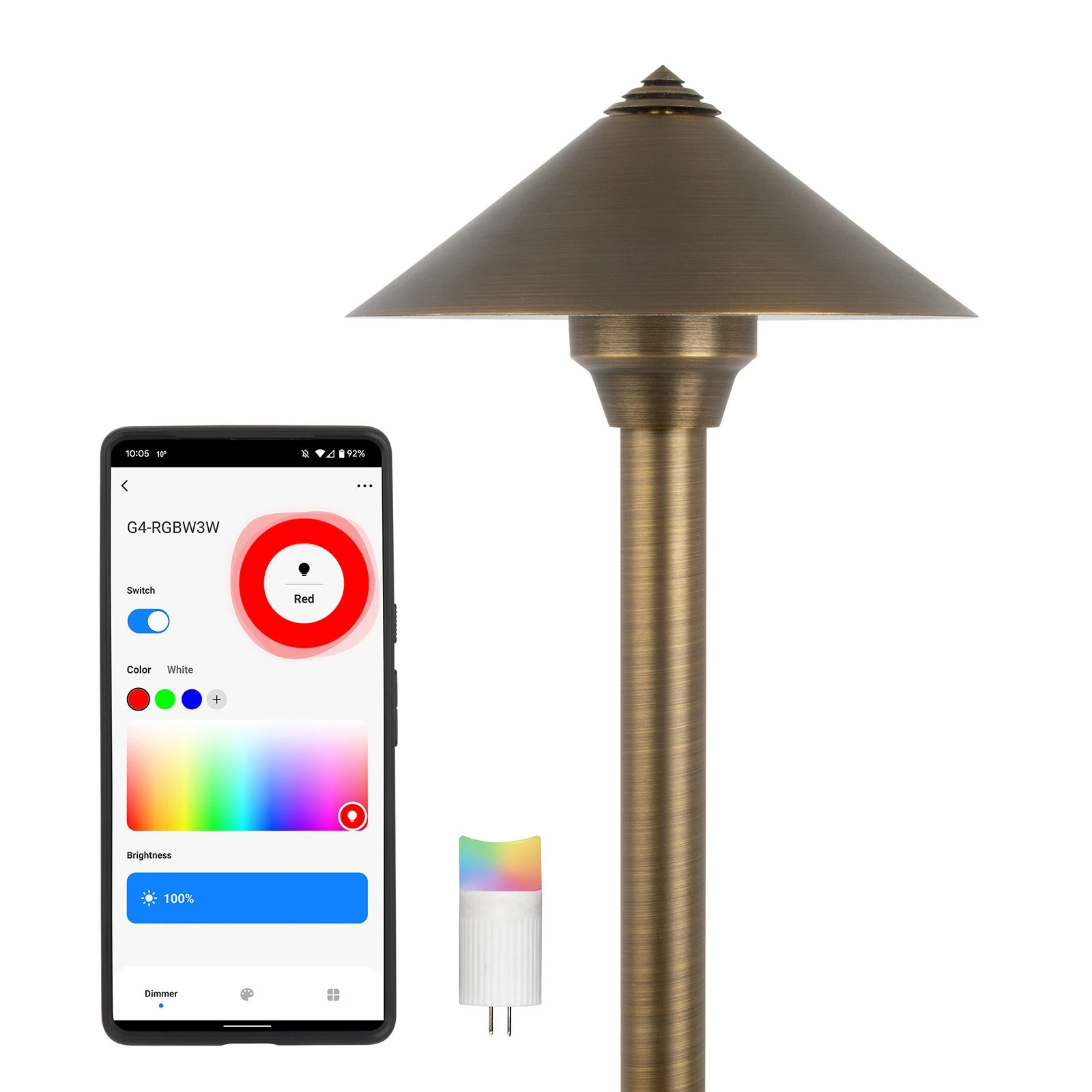 Solid Brass LED Landscape Path Light with Smart RGB + White G4 Bulb - Alexa & Google Assistant Compatible 1 Solid Brass LED Landscape Path Light with Smart RGB + White G4 Bulb - Alexa & Google Assistant Compatible