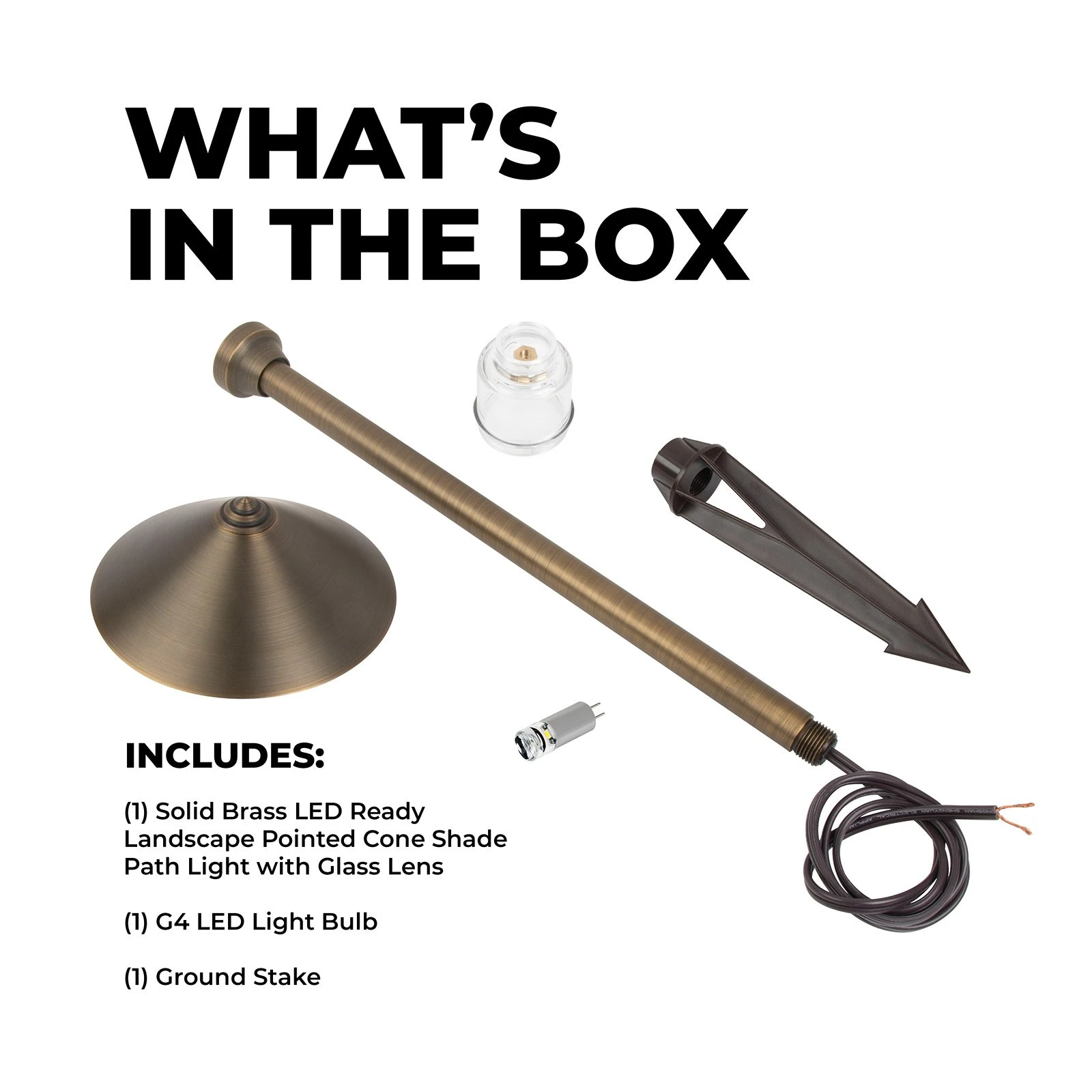 Solid Brass LED Ready Landscape Pointed Cone Shade Path Light - G4 Bulb Options (2700K/4000K/6500K) 4 Solid Brass LED Ready Landscape Pointed Cone Shade Path Light - G4 Bulb Options (2700K/4000K/6500K) - Image 4