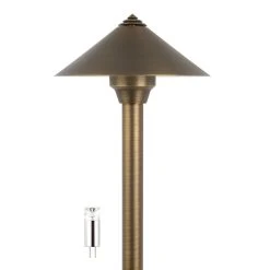 Solid Brass LED Ready Landscape Pointed Cone Shade Path Light - G4 Bulb Options (2700K/4000K/6500K)