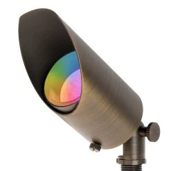 Smart Solid Brass LED Landscape Spot Light - Adjustable Glare Guard, RGB + Tunable White, Smartphone & RF Remote Compatible
