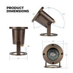 Smart Solid Brass LED Landscape Underwater Light with RGB + Tunable White Bulb - Hubless, Smartphone & RF Remote Compatible -Nebo Sales Store lfb u1 dims 2