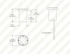 Brass LED Ready Flat Top In-Ground Well Light with Optional MR16 Bulb - 2700K/3000K/4000K/6500K - Durable Landscape Lighting -Nebo Sales Store lfb w07 dims drawings