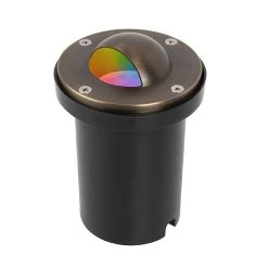 Brass LED In-Ground Well Light with Smart RGB + Tunable White MR16 Bulb - Smartphone & RF Remote Compatible