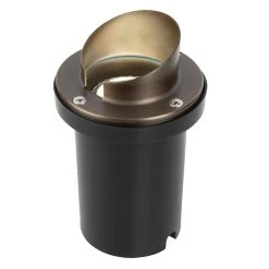 Brass LED Ready Hooded In-Ground Well Light with Optional MR16 Bulb - 2700K/3000K/4000K/6500K - Durable Landscape Lighting