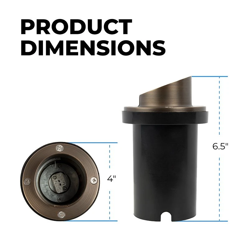 Brass LED Ready Hooded In-Ground Well Light with Optional MR16 Bulb - 2700K/3000K/4000K/6500K - Durable Landscape Lighting 2 Brass LED Ready Hooded In-Ground Well Light with Optional MR16 Bulb - 2700K/3000K/4000K/6500K - Durable Landscape Lighting - Image 2