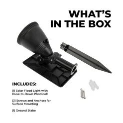 RGB LED Solar Flood Light with Dusk-to-Dawn Sensor, 120° Beam Angle, Stake Included - Outdoor Landscape Lighting -Nebo Sales Store lfs 30k120 whats in the box included 1