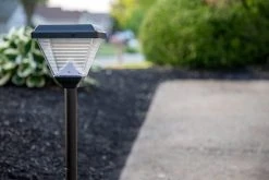 Square LED Solar Path Light - 200 Lumens, Dusk-to-Dawn Photocell, Stake Included, 3000K Warm White -Nebo Sales Store lfs 30k120s app off