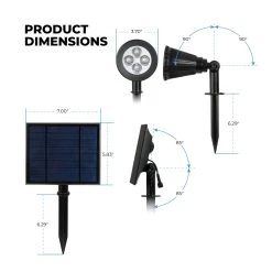 Dual Solar Spot Light Kit with Dual LED Heads, 60-Degree Beam Angle, Stakes Included, 3000K Warm White - Outdoor LED Landscape Lighting -Nebo Sales Store lfs 30k60d dim 1