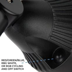 RGB LED Solar Flood Light with Dusk-to-Dawn Sensor, 120° Beam Angle, Stake Included - Outdoor Landscape Lighting -Nebo Sales Store lfs rgb120 switch5 1