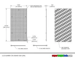 24V Flexible LED Light Sheet - 18.9” x 9.5” - White 5000K - IP20 - XH Pin Connection - 20mm Segments -Nebo Sales Store lls axk80 c1a 30a01 24v xh dim drawing