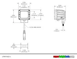 2” 940nm Off-Road Infrared LED Light Pod - Flood Beam - 2-Pack for Enhanced Night Vision -Nebo Sales Store lpir 940 x dim drawing