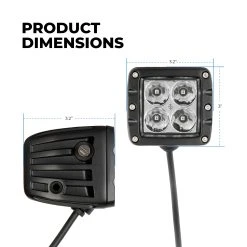 2” 940nm Off-Road Infrared LED Light Pod - Flood Beam - 2-Pack for Enhanced Night Vision -Nebo Sales Store lpir x fl dimensions