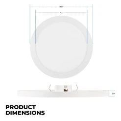 9" LED Low Profile Downlight - 18W Flush Mount Ceiling Light - Selectable CCT - Dimmable - 1,260 Lumens -Nebo Sales Store lprcct sw3f 18w9 front profile dims cct new