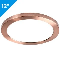 12” LED Downlight with Rose Gold Trim - 24W Flush Mount Ceiling Light - 1920 Lumens - 125W Equivalent - 4000K/3000K - Dimmable