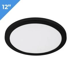12" LED Downlight Matte Black Magnetic Trim - 24W Flush Mount Ceiling Light - Dimmable 3000K/4000K - 1920 Lumens