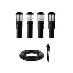 LED Landscape Lighting Expansion Kit - 4 Mini Bollard Lights, Warm White, Outdoor Garden Lighting