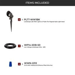 4 Triple Tier Pagoda Path Lights - Warm White LED Landscape Lighting Expansion Kit -Nebo Sales Store lskit 30k4p ek 3 all included