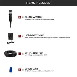 6-Pack LED Mini Bollard Path Lights with Low Voltage Transformer - Warm White Landscape Lighting Kit -Nebo Sales Store lskit 30k6p 60wl 1 all included updated