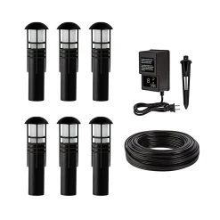 6-Pack LED Mini Bollard Path Lights with Low Voltage Transformer - Warm White Landscape Lighting Kit