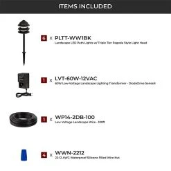 6 Triple Tier Pagoda LED Path Lights Kit with Low Voltage Transformer - Warm White Landscape Lighting -Nebo Sales Store lskit 30k6p 60wl 3 all included