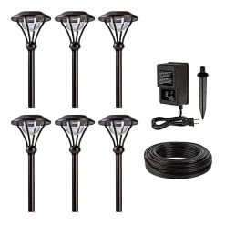 6-Pack LED Landscape Lighting Kit with Mini Post Top Path Lights & Low Voltage Transformer - Warm White