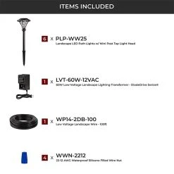 6-Pack LED Landscape Lighting Kit with Mini Post Top Path Lights & Low Voltage Transformer - Warm White -Nebo Sales Store lskit 30k6p 60wl 4 all included updated