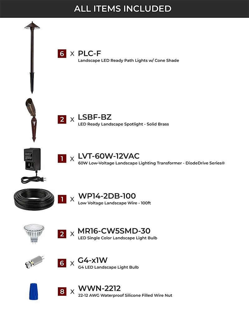 6-Piece LED Landscape Lighting Kit with Cone Shade Path Lights & Spotlights - Low Voltage Transformer Included 6 6-Piece LED Landscape Lighting Kit with Cone Shade Path Lights & Spotlights - Low Voltage Transformer Included - Image 6
