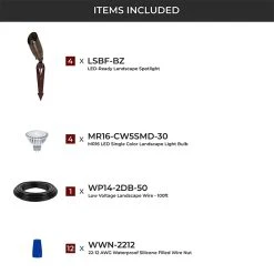 LED Landscape Lighting Expansion Kit - 4 Spotlights | Energy-Efficient Outdoor Lighting -Nebo Sales Store lskit 65k4s ek 1 all included