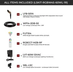 MiLight LED Landscape Lighting Kit - 4 Spotlights with RGB+Tunable White MR16 Bulbs, RF Remote & Wi-Fi Hub 12 MiLight LED Landscape Lighting Kit - 4 Spotlights with RGB+Tunable White MR16 Bulbs, RF Remote & Wi-Fi Hub -Nebo Sales Store lskit rgbw4s 60wl 1r all included2