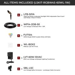 MiLight LED Landscape Lighting Kit - 4 Spotlights with RGB+Tunable White MR16 Bulbs, RF Remote & Wi-Fi Hub 13 MiLight LED Landscape Lighting Kit - 4 Spotlights with RGB+Tunable White MR16 Bulbs, RF Remote & Wi-Fi Hub -Nebo Sales Store lskit rgbw4s 60wl 1w all included