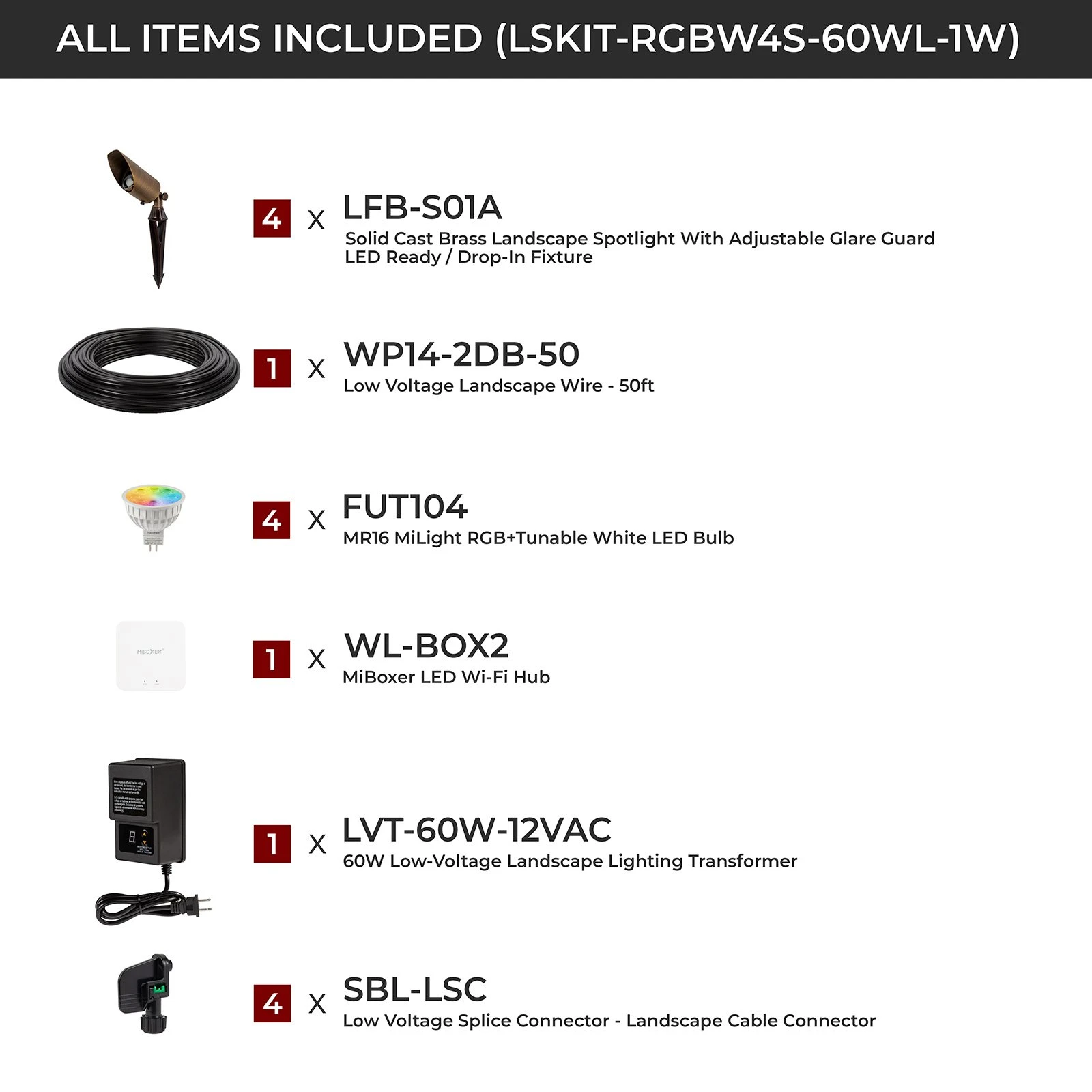 MiLight LED Landscape Lighting Kit - 4 Spotlights with RGB+Tunable White MR16 Bulbs, RF Remote & Wi-Fi Hub 4 MiLight LED Landscape Lighting Kit - 4 Spotlights with RGB+Tunable White MR16 Bulbs, RF Remote & Wi-Fi Hub - Image 4