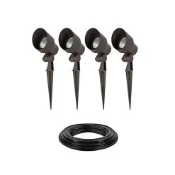 LED Landscape Lighting Expansion Kit - 4 Integrated LED Spotlights for Outdoor Gardens & Pathways