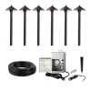 6-Piece LED Landscape Lighting Kit with Cone Shade Path Lights & Stainless Steel Transformer - Outdoor Garden Lighting