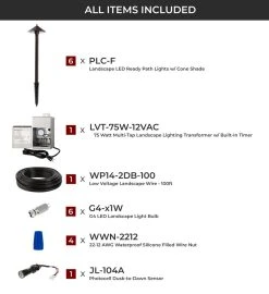 6-Piece LED Landscape Lighting Kit with Cone Shade Path Lights & Stainless Steel Transformer - Outdoor Garden Lighting -Nebo Sales Store lskit xk6p 75wt 1 updated 2023