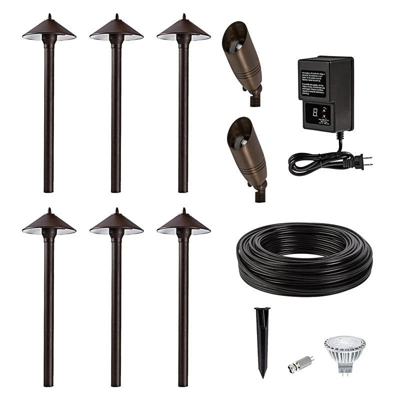 6-Piece LED Landscape Lighting Kit with Cone Shade Path Lights & Spotlights - Low Voltage Transformer Included 1 6-Piece LED Landscape Lighting Kit with Cone Shade Path Lights & Spotlights - Low Voltage Transformer Included