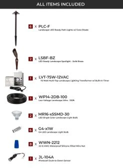 6-Piece LED Landscape Lighting Kit with Cone Shade Path Lights & Spotlights, Stainless Steel Transformer - Outdoor Garden Lighting -Nebo Sales Store lskit xk6p2s 75wt 1 all included updated 2023