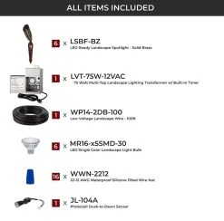 6-Piece LED Landscape Lighting Kit with Stainless Steel Transformer - Outdoor Spotlights for Gardens, Pathways, and Yards 13 6-Piece LED Landscape Lighting Kit with Stainless Steel Transformer - Outdoor Spotlights for Gardens, Pathways, and Yards -Nebo Sales Store lskit xk6p2s 75wt 1 all included updated 2023 1