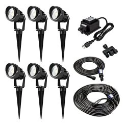 G-LUX Series 6-Spot LED Landscape Lighting Kit with Low Voltage Transformer - Plug & Play