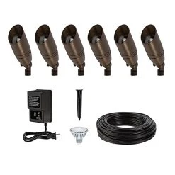 6-Piece LED Spot Light Landscape Lighting Kit with MR16 Bulbs & 60W Transformer - 2700K/3000K/4000K/6500K
