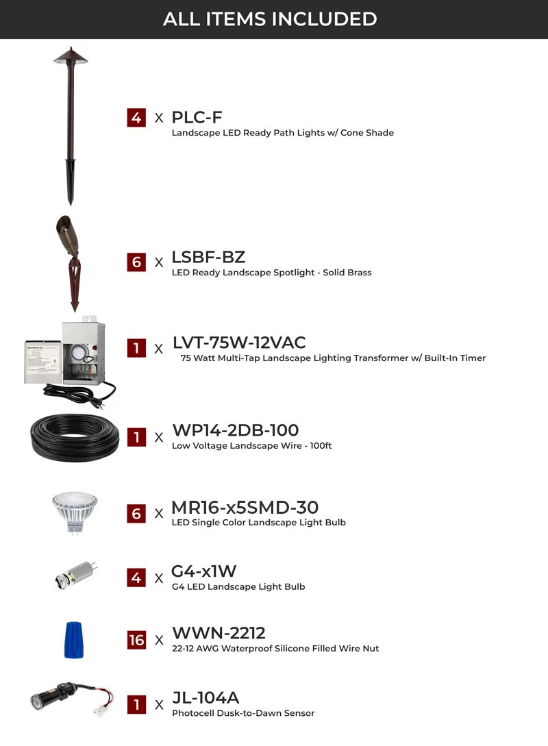 6 LED Spotlights & 4 Cone Shade Path Lights Kit with Stainless Steel Transformer - Natural White Landscape Lighting 3 6 LED Spotlights & 4 Cone Shade Path Lights Kit with Stainless Steel Transformer - Natural White Landscape Lighting - Image 3